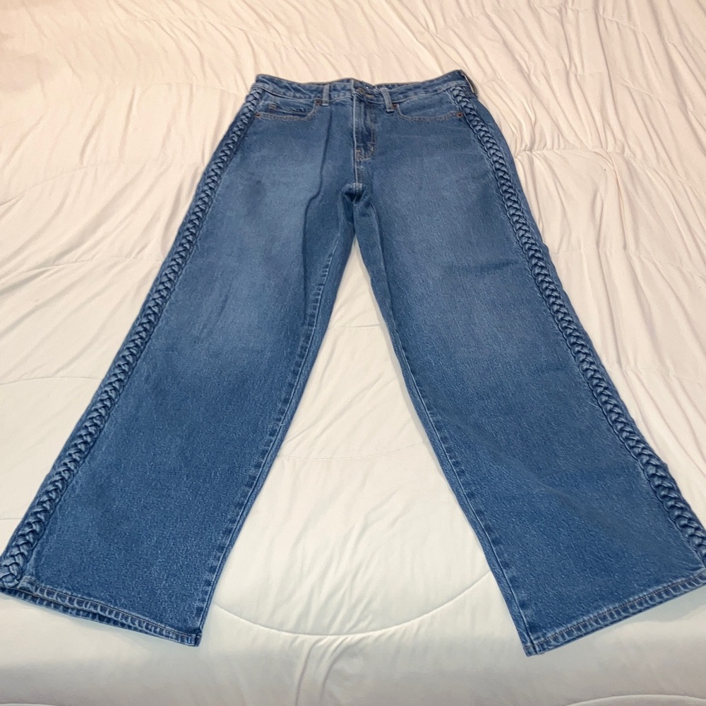 Old Navy Blue Wide-Leg Jeans with Braided Side Trim